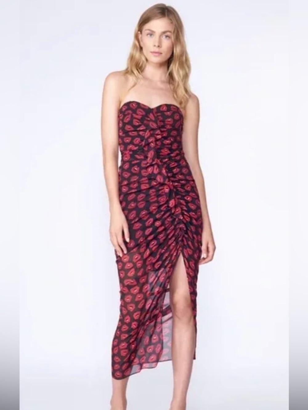 Veronica Beard Peyton Lips Silk Dress